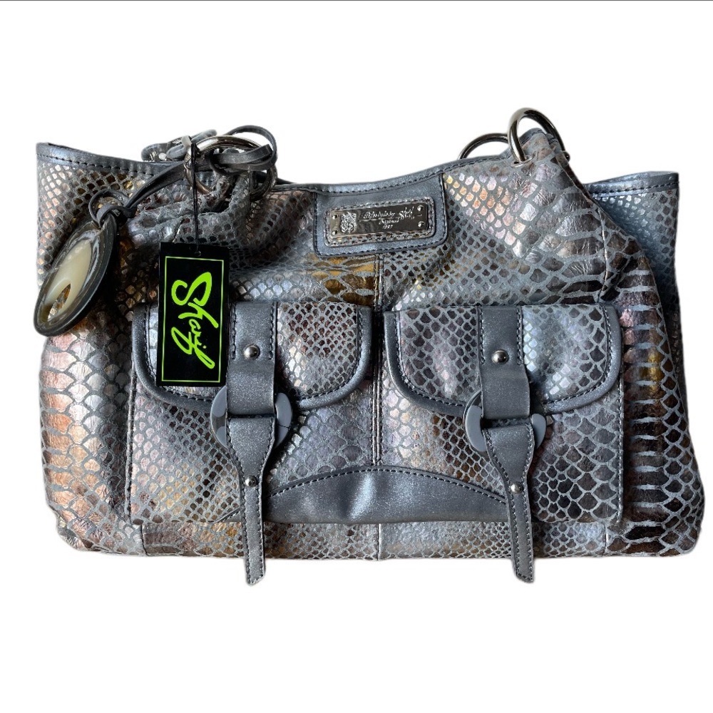 Sharif leather snake print purse